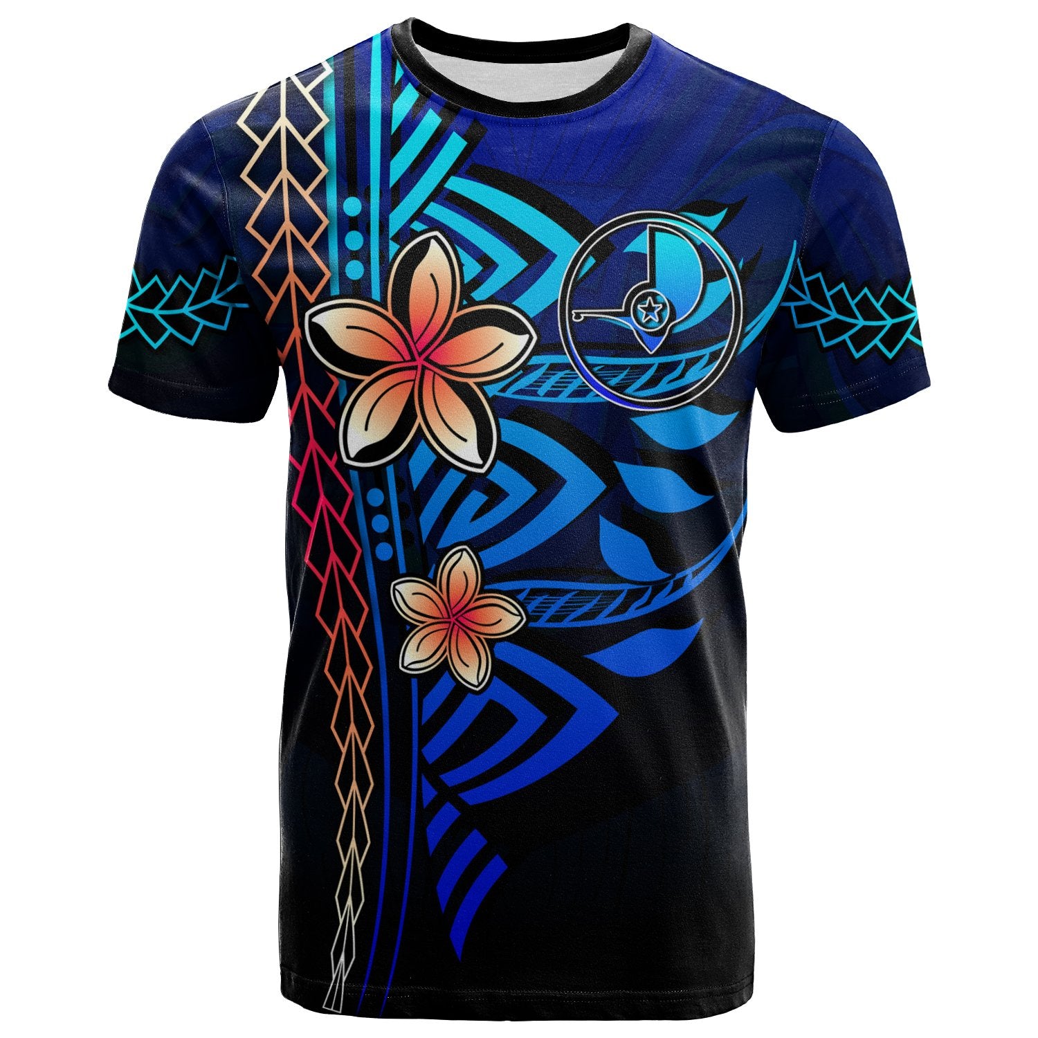 Yap T Shirt Blue Vintage Tribal Mountain Unisex Blue - Polynesian Pride