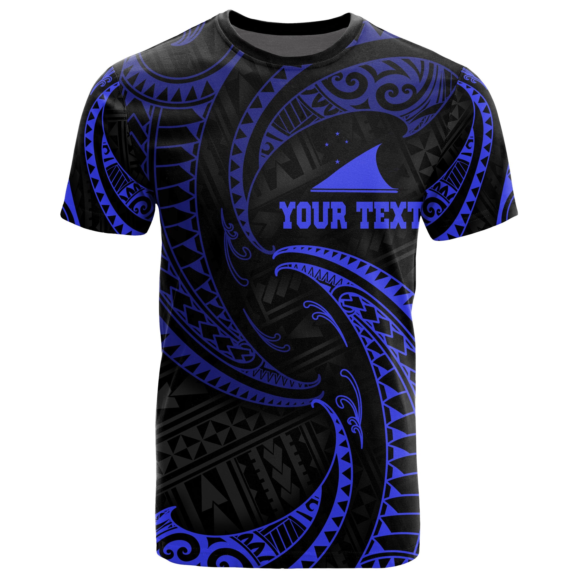 Tokelau Polynesian Custom T Shirt Blue Tribal Wave Unisex Blue - Polynesian Pride