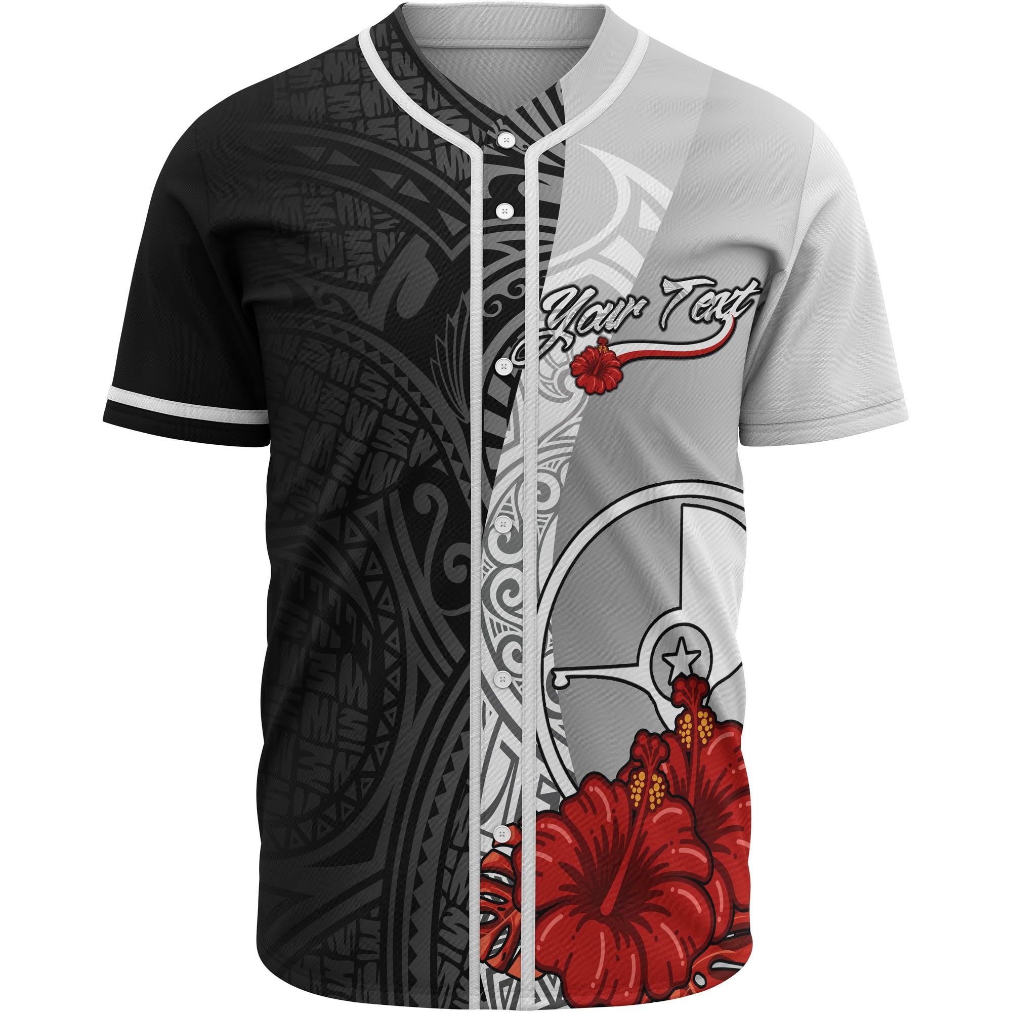 Yap Polynesian Custom Personalised Baseball Shirt - Coat Of Arm With Hibiscus White Unisex White - Polynesian Pride