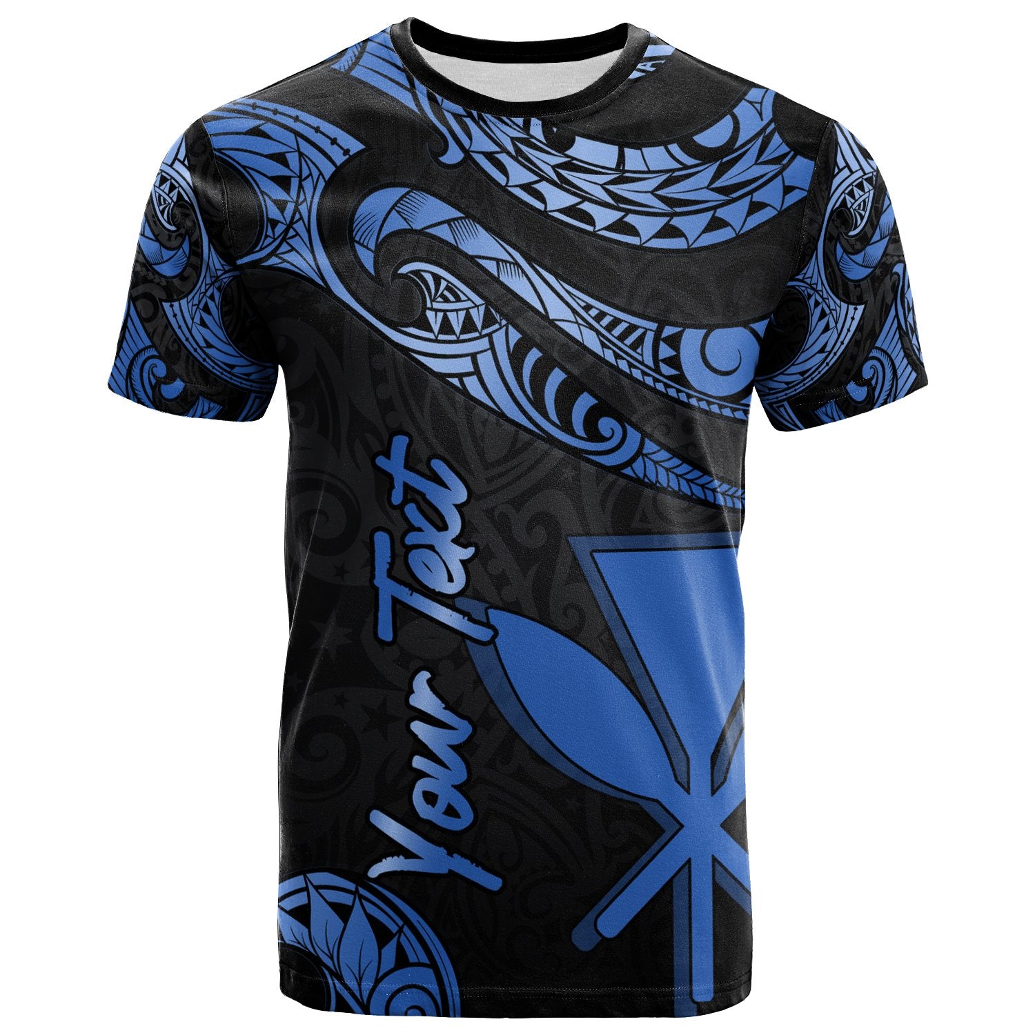 Hawaii Kanaka Maoli Polynesian Custom T Shirt Polynesian Tattoo Blue Version Unisex Blue - Polynesian Pride