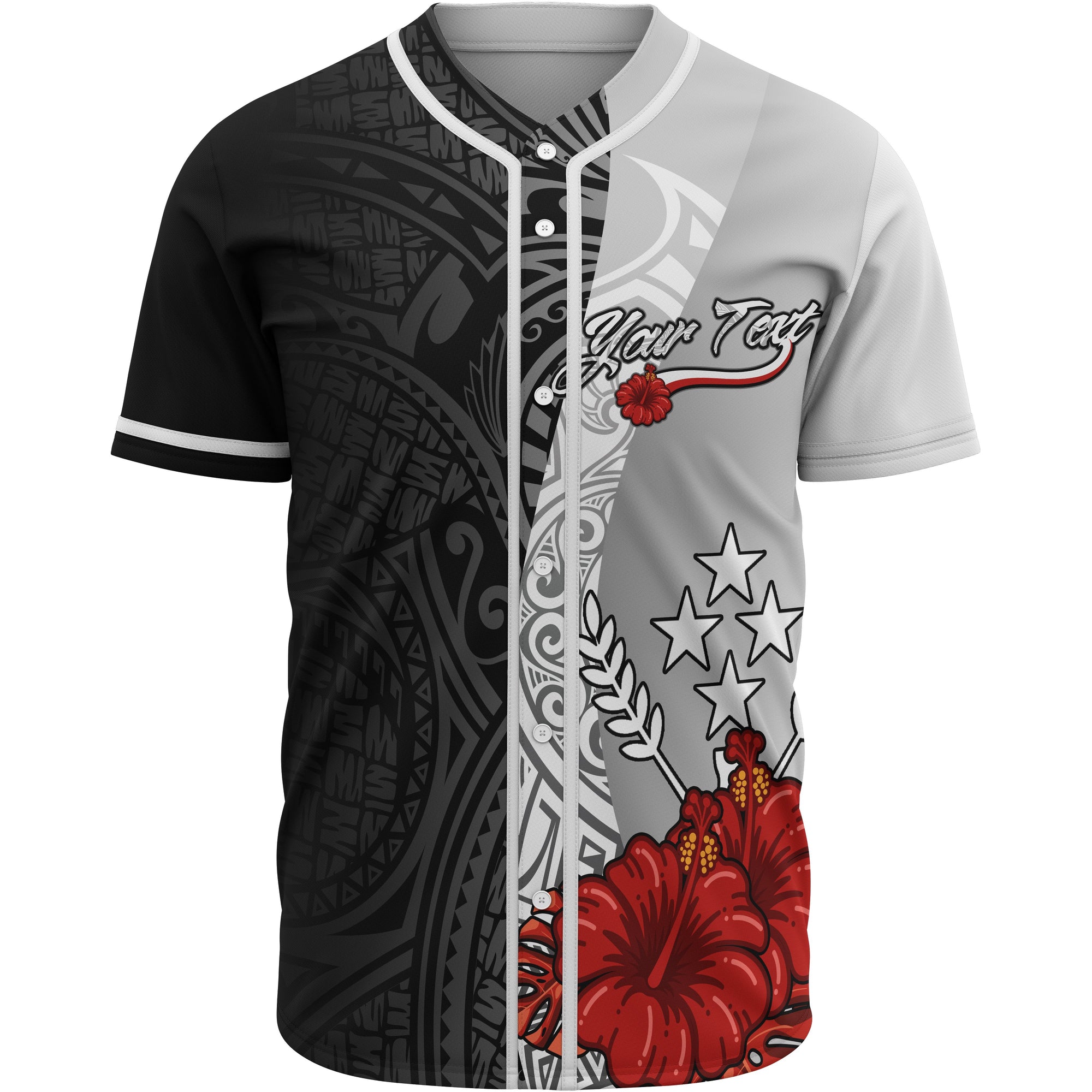 Kosrae Polynesian Custom Personalised Baseball Shirt - Coat Of Arm With Hibiscus White Unisex White - Polynesian Pride