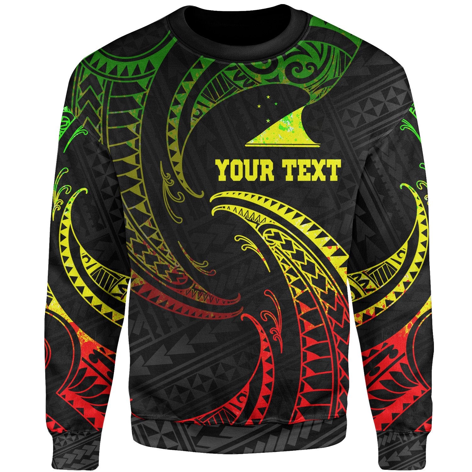 Tokelau Polynesian Custom Personalised Sweater - Reggae Tribal Wave Unisex Reggae - Polynesian Pride