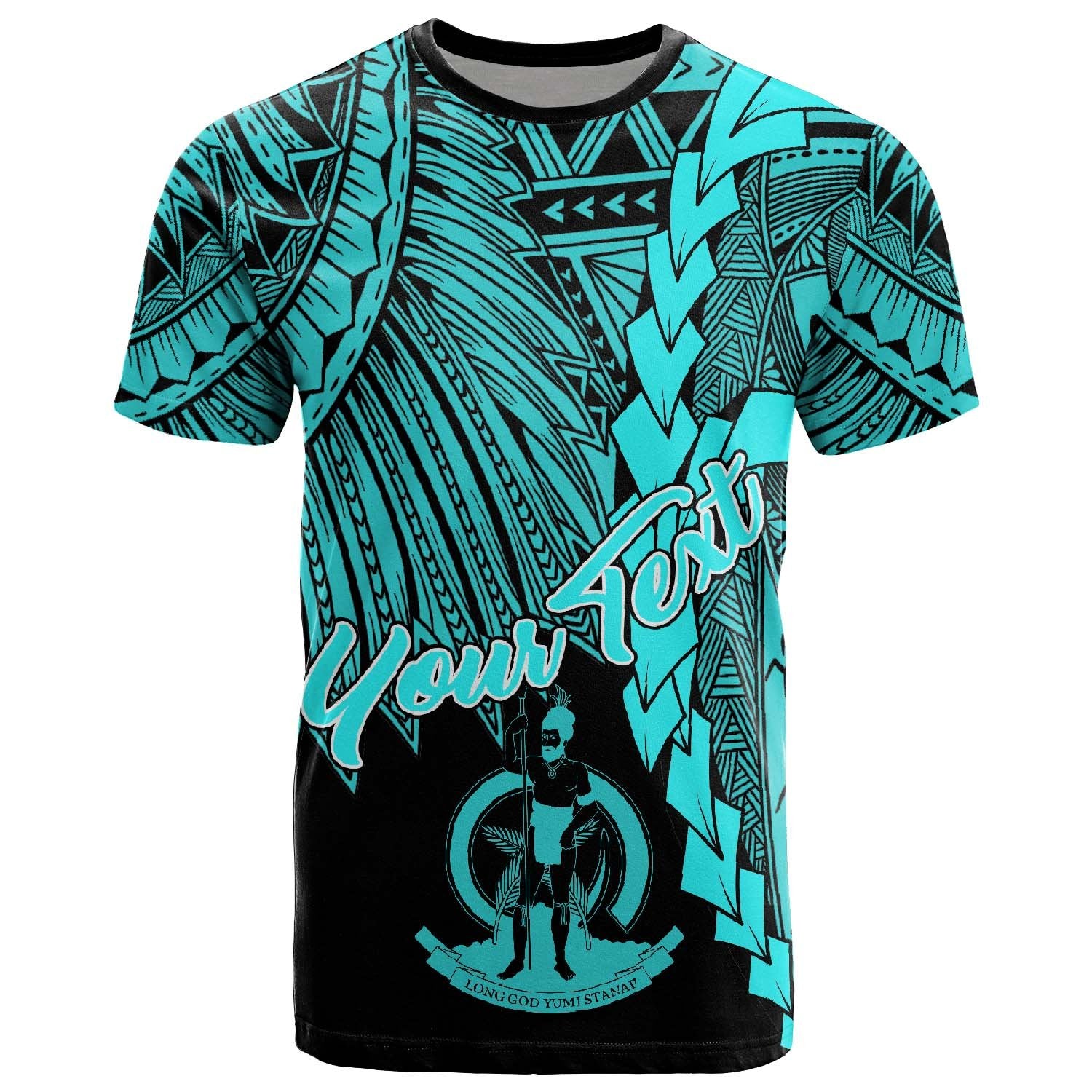 Vanuatu Polynesian Custom T Shirt Tribal Wave Tattoo Neon Blue Unisex Neon Blue - Polynesian Pride