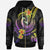 Palau Custom Zip up Hoodie Plumeria Flowers with Spiral Patterns Unisex Black - Polynesian Pride