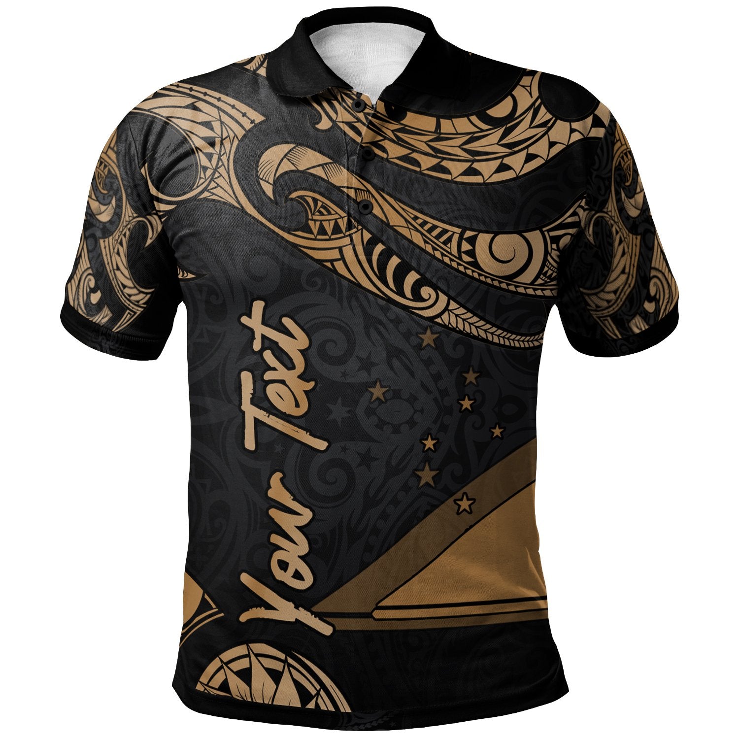 Tokelau Custom Polo Shirt Polynesian Tattoo Gold Version Unisex Gold - Polynesian Pride