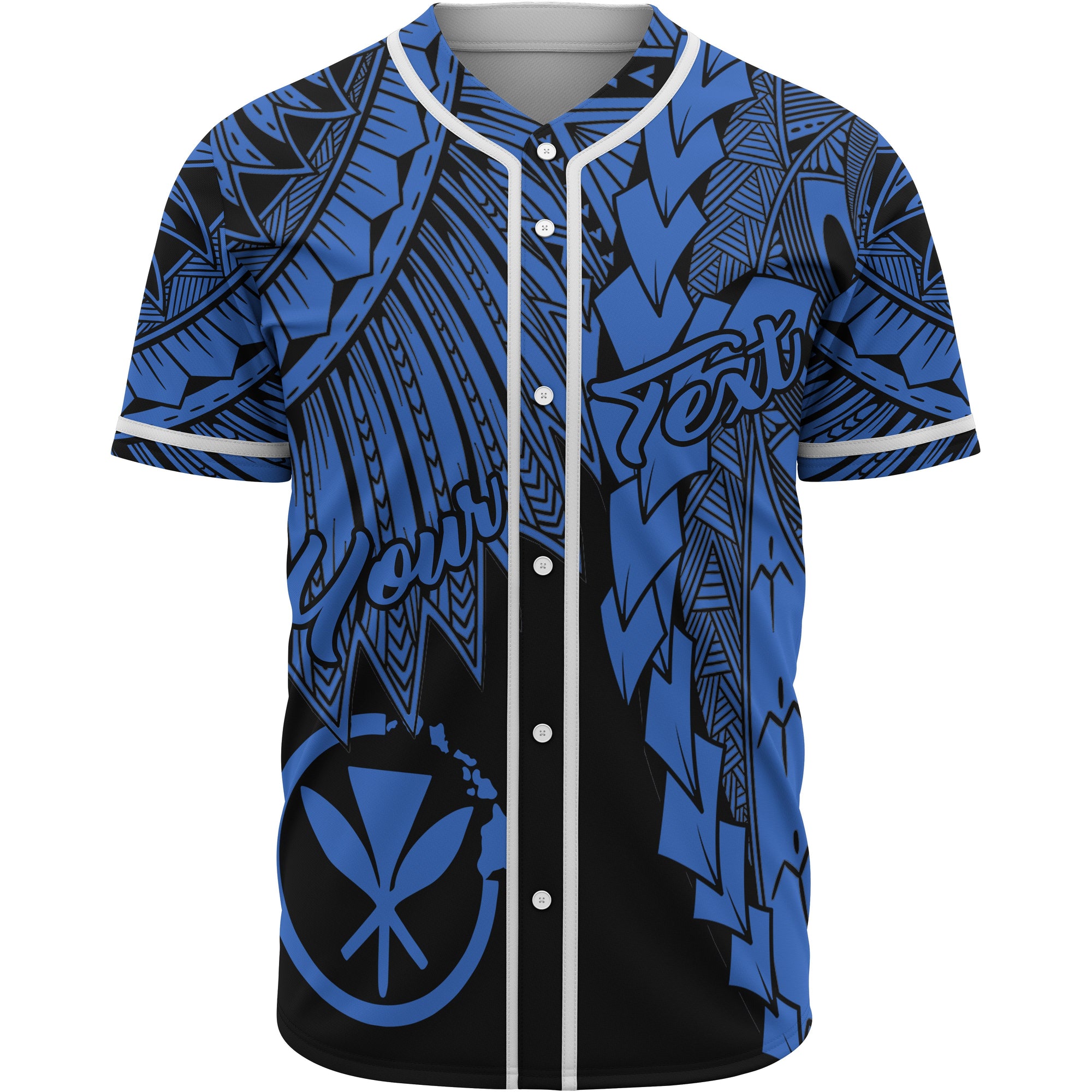 Hawaii Kanaka Maoli Polynesian Custom Personalised Baseball Shirt - Tribal Wave Tattoo Blue Unisex Blue - Polynesian Pride