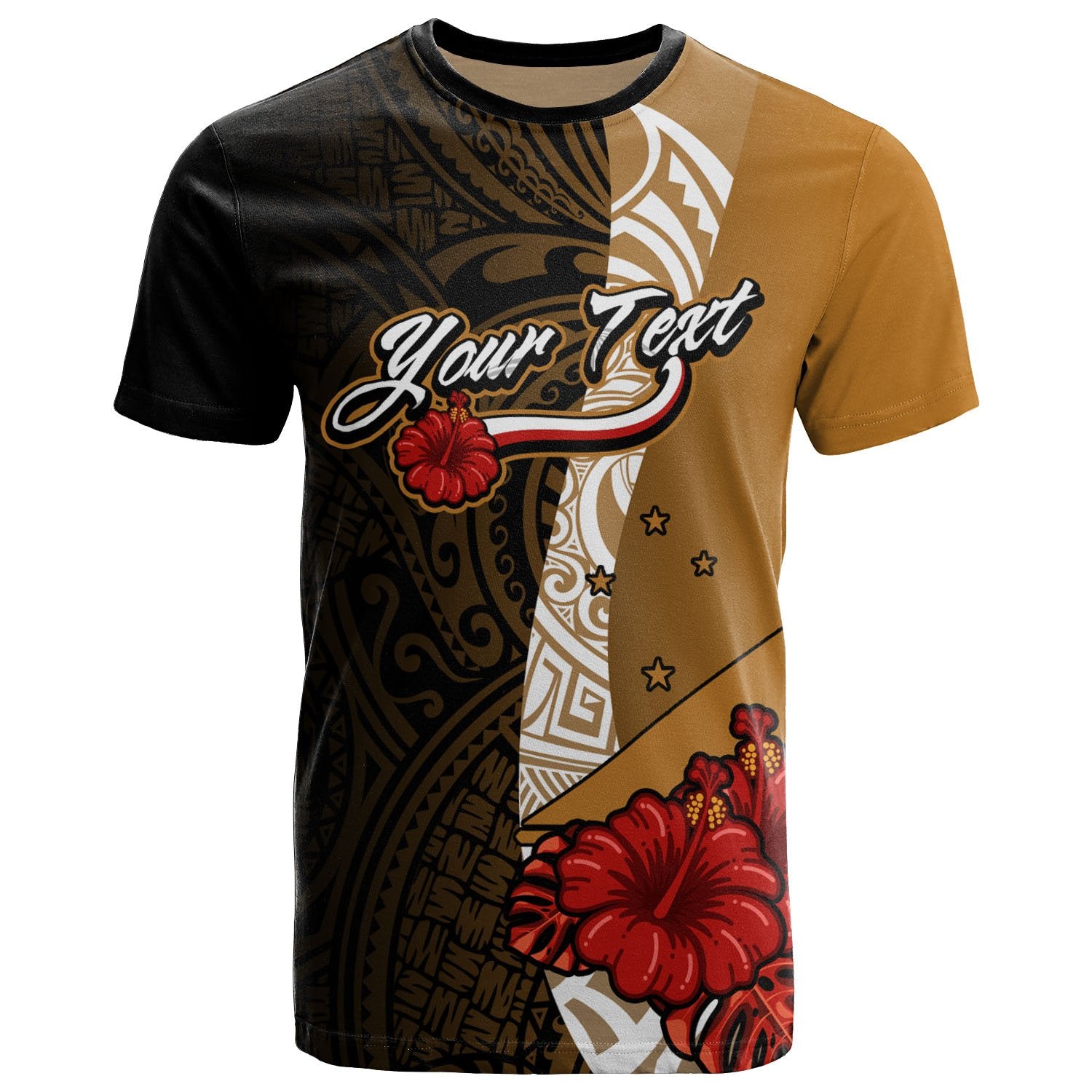 Tokelau Polynesian Custom T Shirt Coat of Arms With Hibiscus Gold Unisex Art - Polynesian Pride