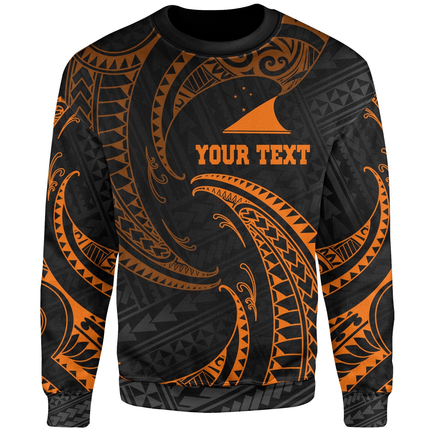 Tokelau Polynesian Custom Personalised Sweater - Orange Tribal Wave Unisex Orange - Polynesian Pride