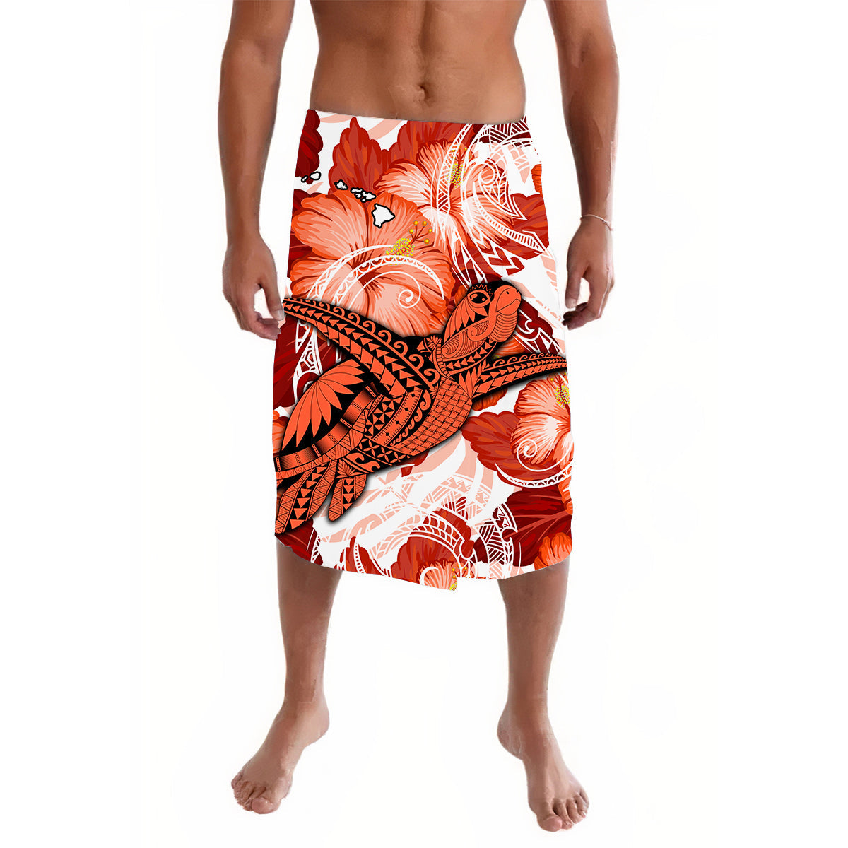 Hawaii Lavalava Red Polynesian Turtle and Hibiscus LT13 Red - Polynesian Pride