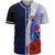 Cook Islands Polynesian Custom Personalised Baseball Shirt - Coat Of Arm With Hibiscus Blue Unisex Blue - Polynesian Pride