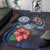 Northern Mariana Islands Polynesian Area Rug - Blue Turtle Hibiscus - Polynesian Pride