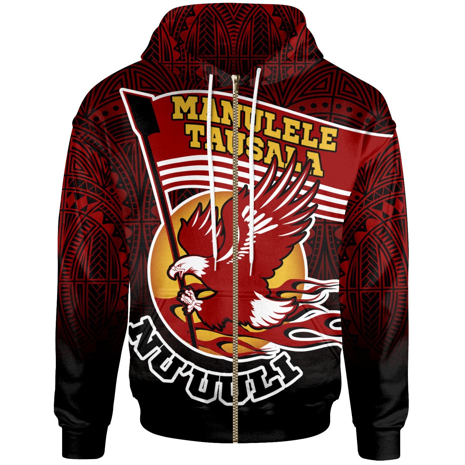 American Samoa Custom Zip up Hoodie Manulele Tausala Nuuuli (Ver 2) Unisex Red - Polynesian Pride