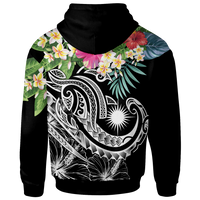 Marshall Islands Polynesian Hoodie Summer Plumeria (Black) - Polynesian Pride