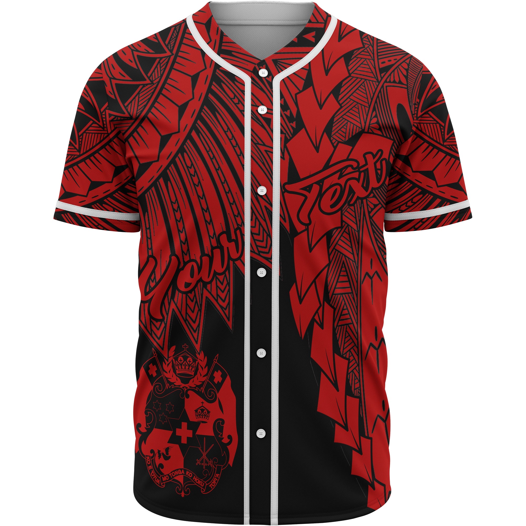 Tonga Polynesian Custom Personalised Baseball Shirt - Tribal Wave Tattoo Red Unisex Red - Polynesian Pride