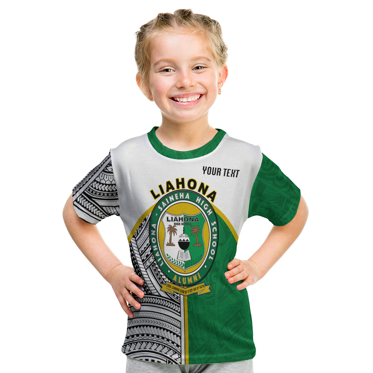 (Custom Personalised) Liahona High School T Shirt Kid - Polynesian Patterns - LT20 Youth XL Size14 - Polynesian Pride