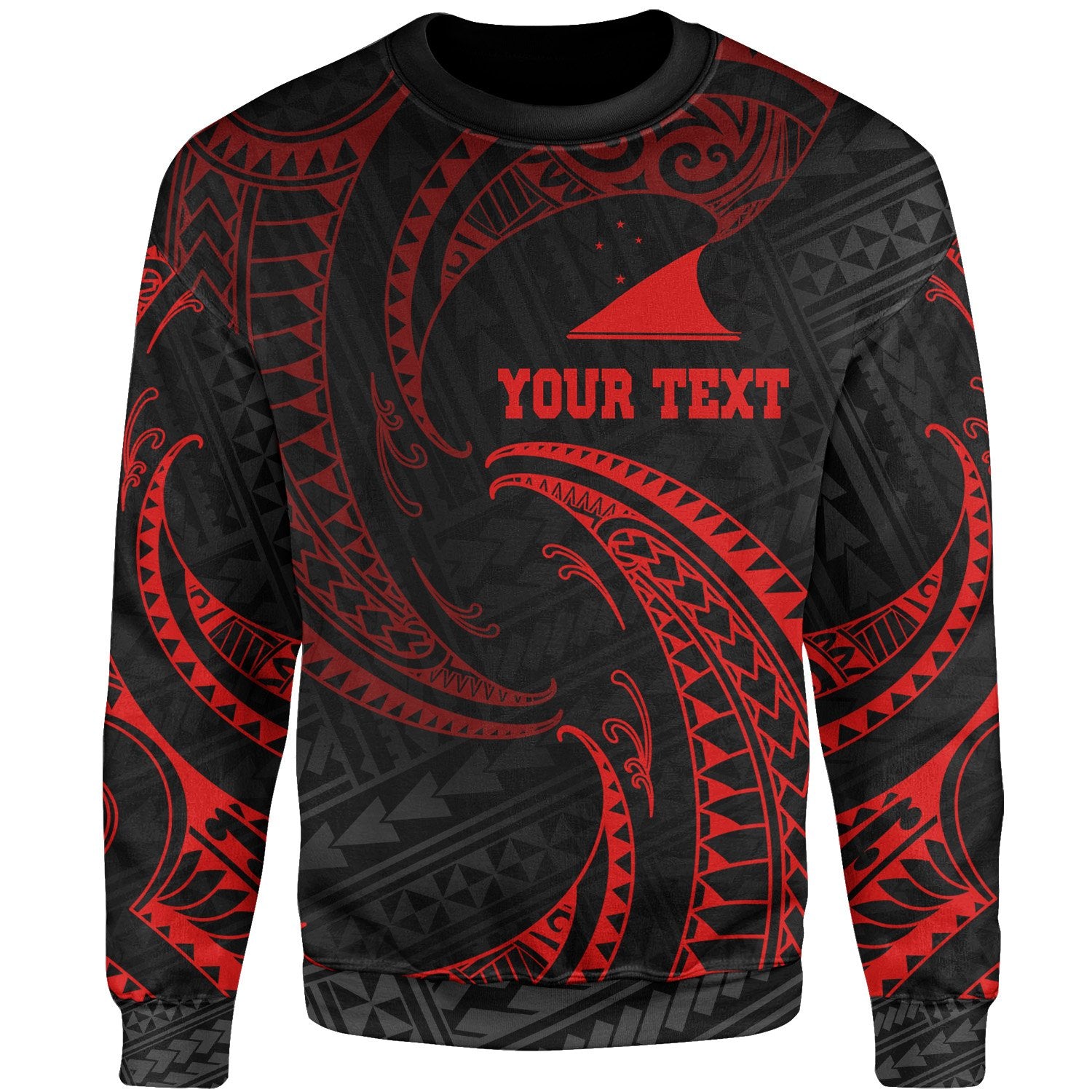 Tokelau Polynesian Custom Personalised Sweater - Red Tribal Wave Unisex Red - Polynesian Pride