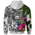 American Samoa Zip up Hoodie White Turtle Plumeria Banana Leaf - Polynesian Pride