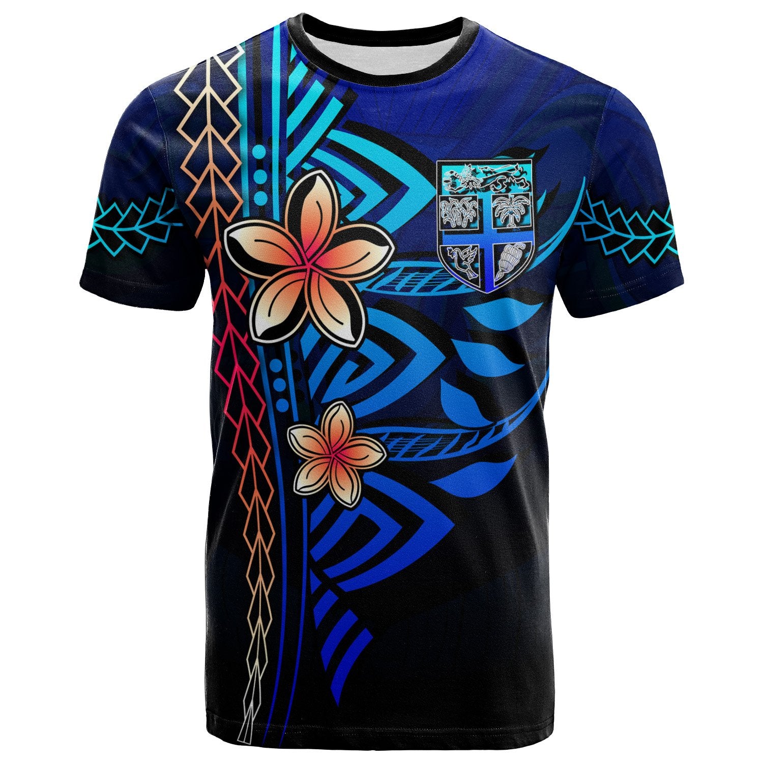 Fiji Polynesian T Shirt Blue Vintage Tribal Mountain Unisex Blue - Polynesian Pride