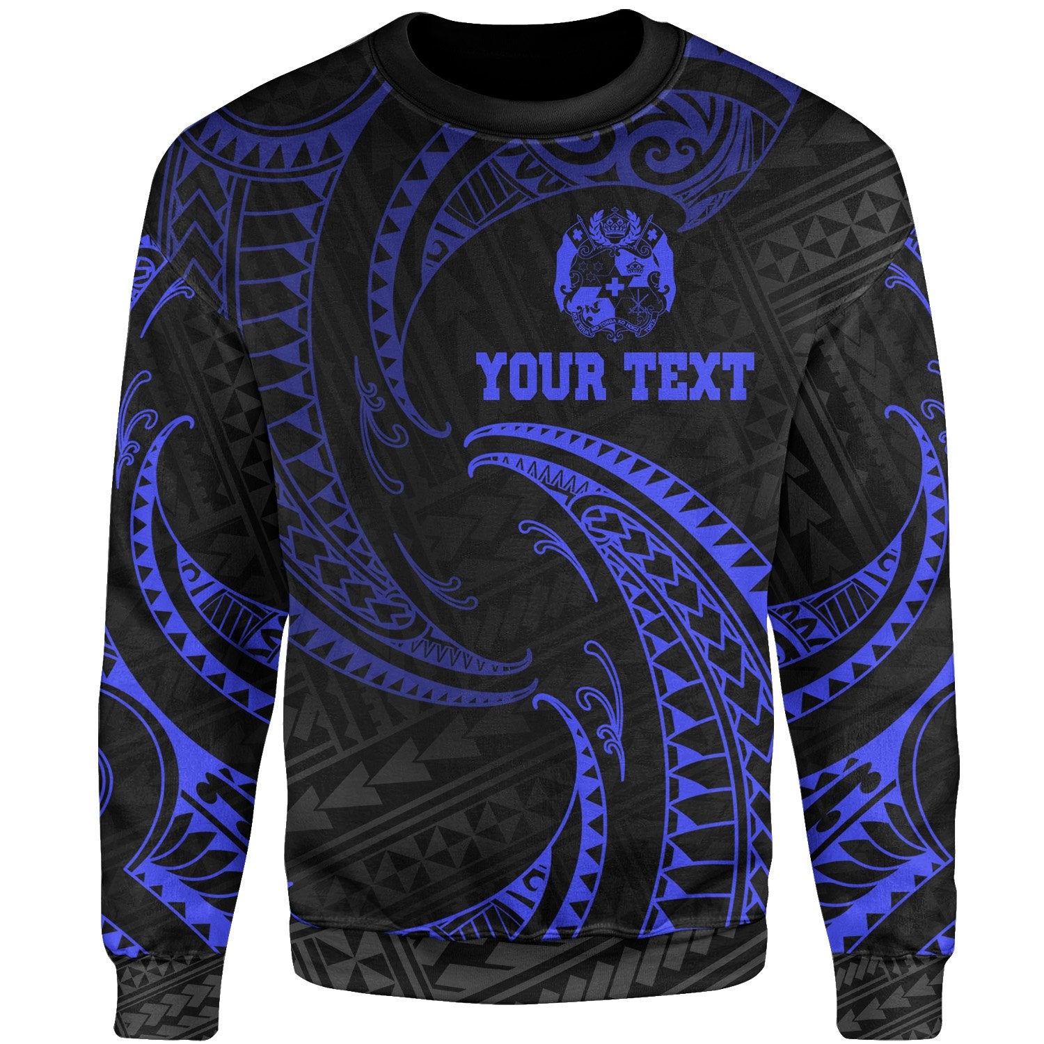 Tonga Polynesian Custom Personalised Sweater - Blue Tribal Wave Unisex Blue - Polynesian Pride