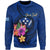 Kosrae Polynesian Custom Personalised Sweater - Floral With Seal Blue Unisex Blue - Polynesian Pride