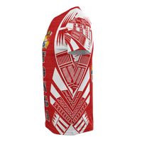 Tonga T Shirt Tonga Coat of Arms Polynesian Tattoo Red Style - Polynesian Pride