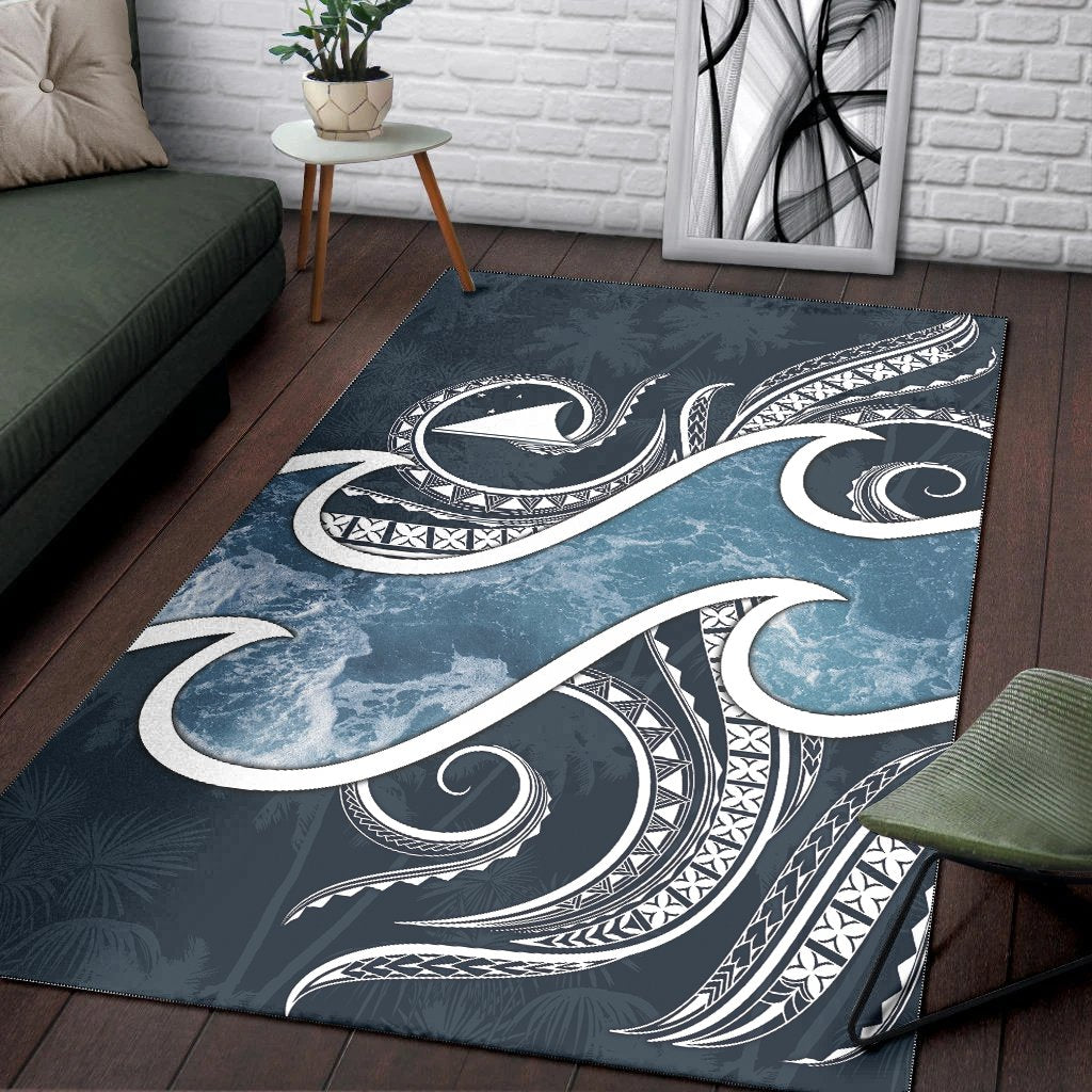 Tokelau Polynesian Area Rug - Ocean Style Blue - Polynesian Pride