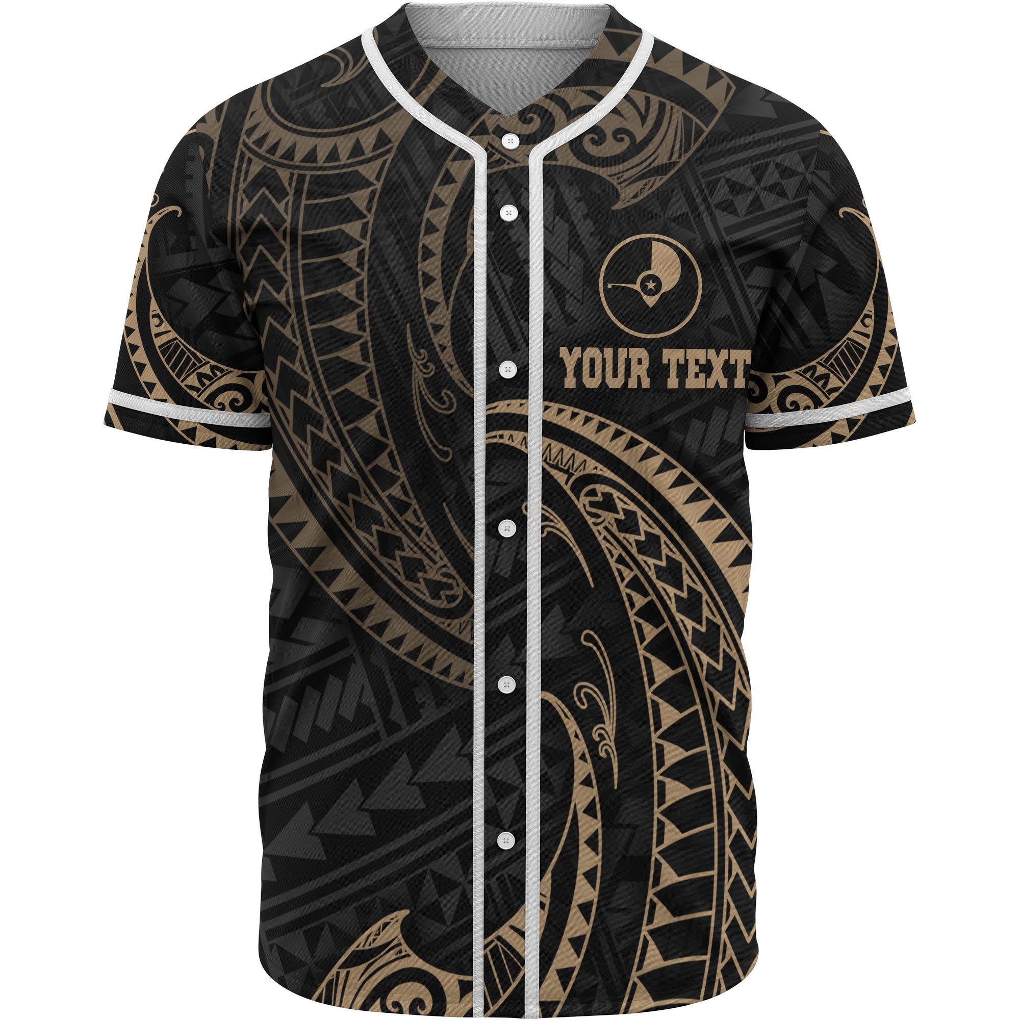 Yap Micronesia Custom Personalised Baseball Shirt - Gold Tribal Wave Unisex Gold - Polynesian Pride