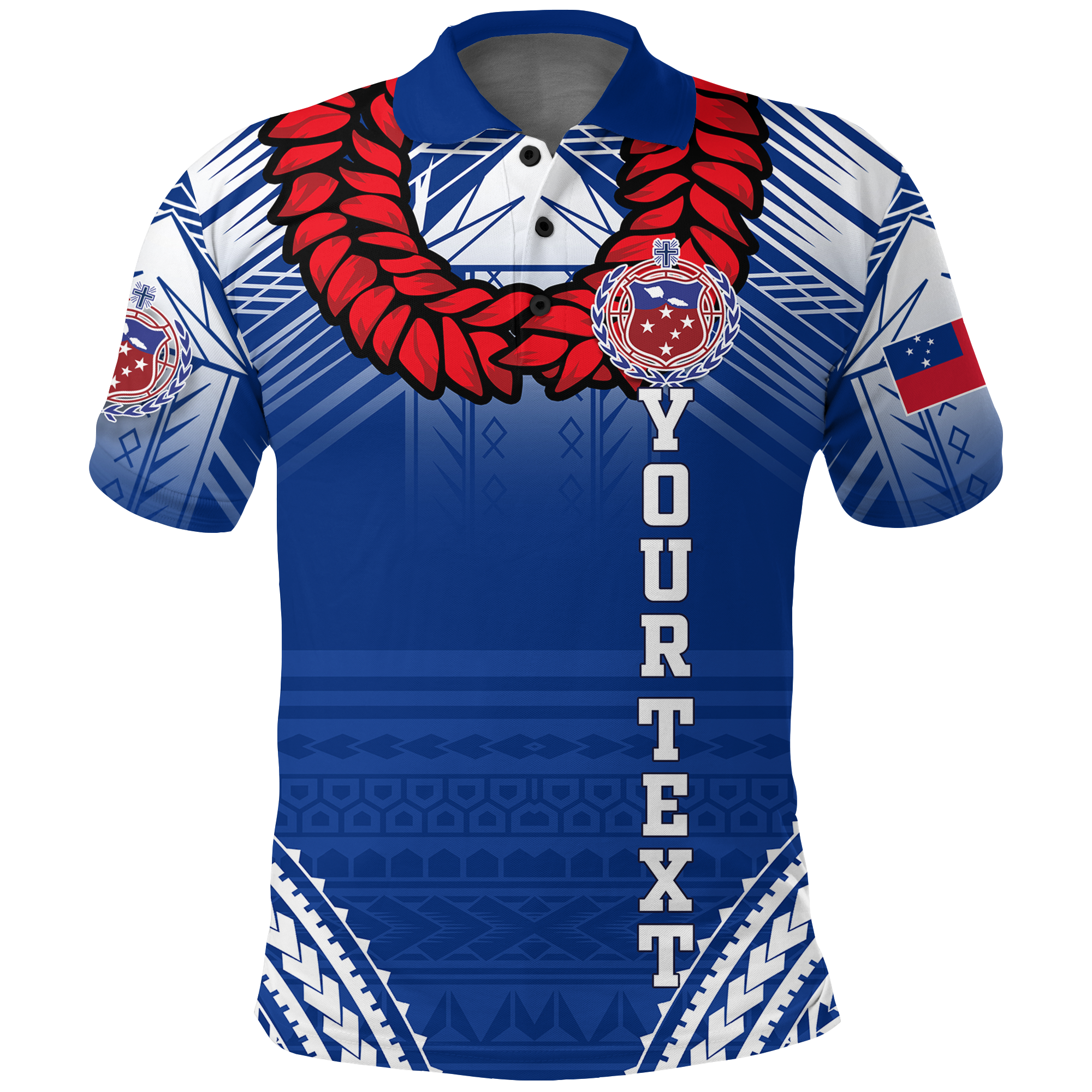 Custom Toa Samoa Rugby Ula Fala Art Polo Shirt LT12 Blue - Polynesian Pride