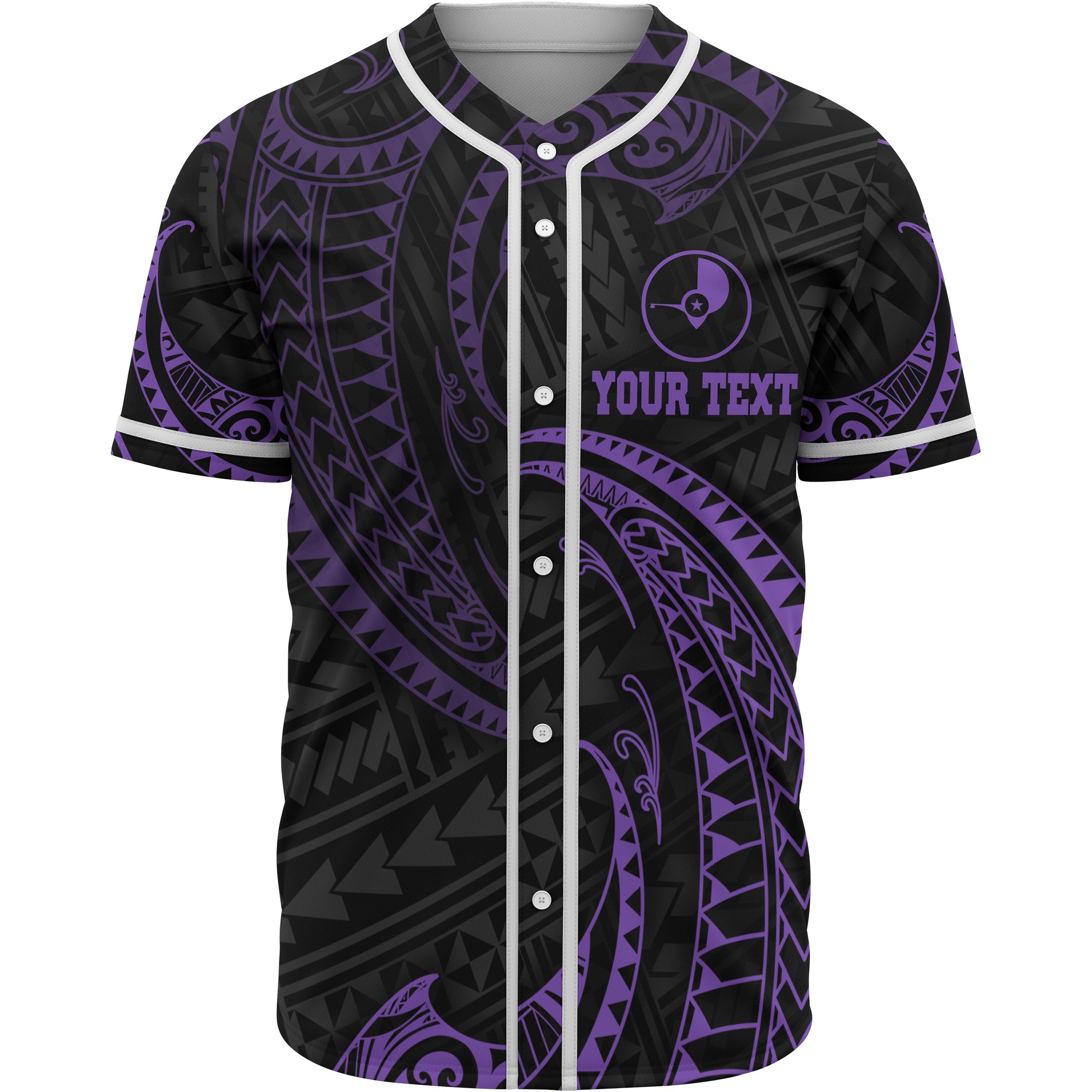 Yap Polynesian Custom Personalised Baseball Shirt - Purple Tribal Wave Unisex Purple - Polynesian Pride