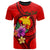 Papua New Guinea Polynesian Custom T shirt Floral With Seal Red Unisex Red - Polynesian Pride