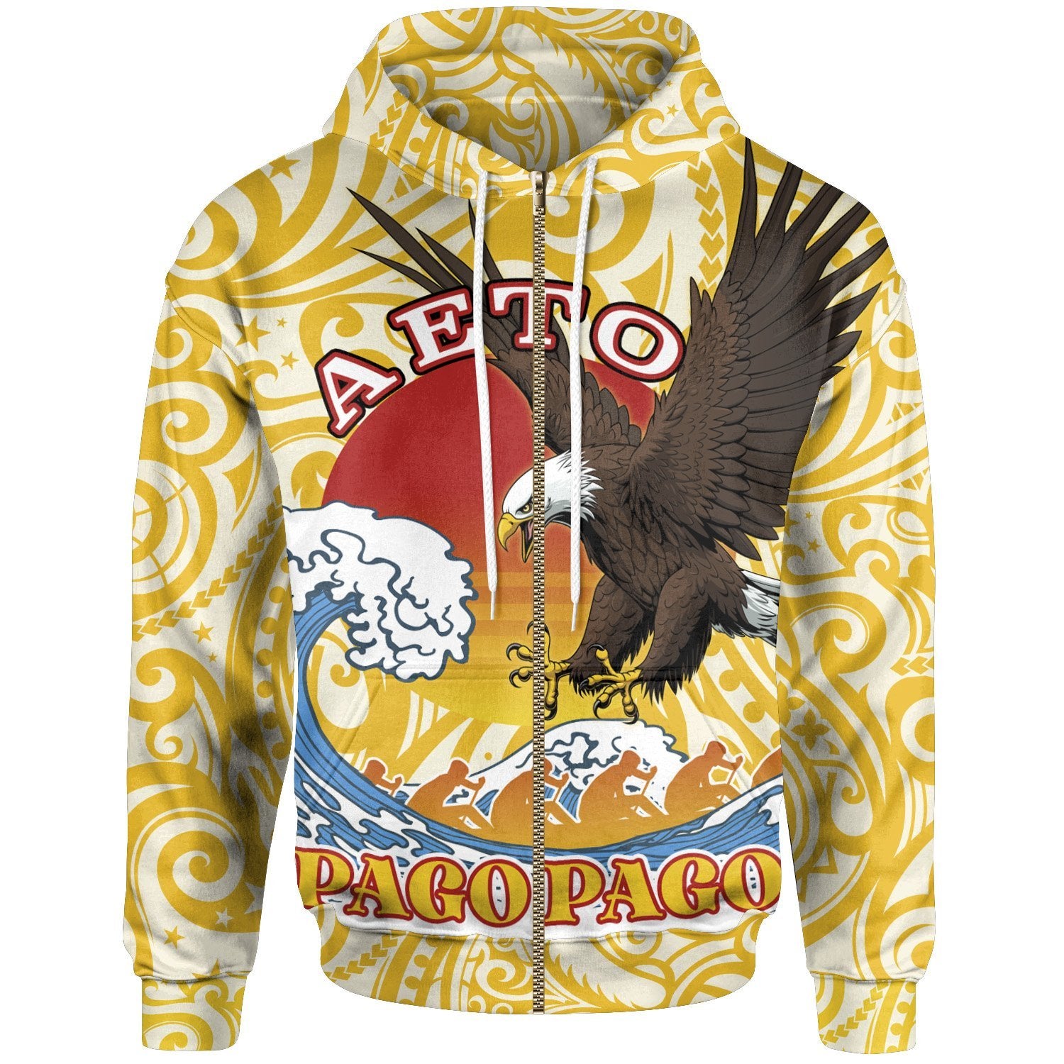 American Samoa Zip up Hoodie Pago Pago Aeto (Ver 3) Unisex Yellow - Polynesian Pride