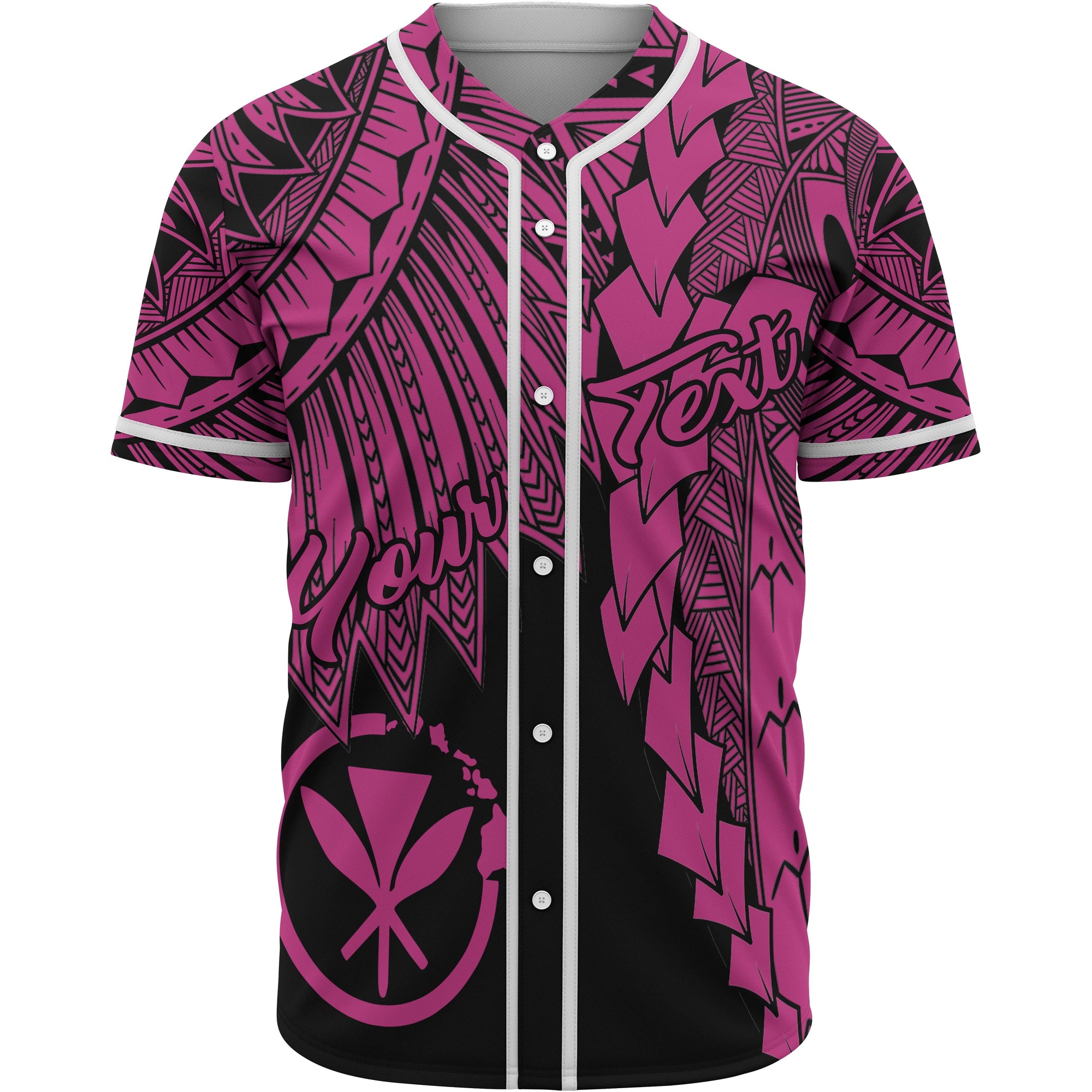 Hawaii Kanaka Maoli Polynesian Custom Personalised Baseball Shirt - Tribal Wave Tattoo Pink Unisex Pink - Polynesian Pride