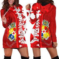(Custom Personalised) Tonga Unique Hoodie Dress Camouflage with Tongan Pattern LT13 Red - Polynesian Pride