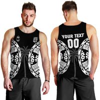 (Custom Personalised) Fiji Rugby Sevens Fijian Tapa Pattern Men Tank Top - LT12 Black - Polynesian Pride