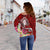 Fiji Custom Personalised Women's Off Shoulder Sweater - Turtle Plumeria (Red) - Polynesian Pride