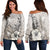 Kosrae State Women's Off Shoulder Sweaters - Vintage Luxury Floral Style Nude - Polynesian Pride