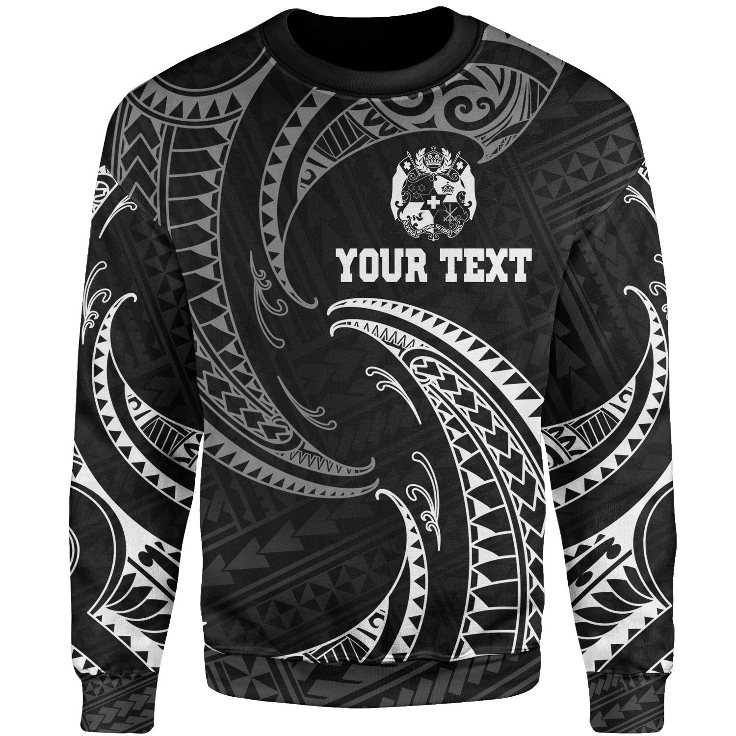 Tonga Polynesian Custom Personalised Sweater - White Tribal Wave Unisex White - Polynesian Pride