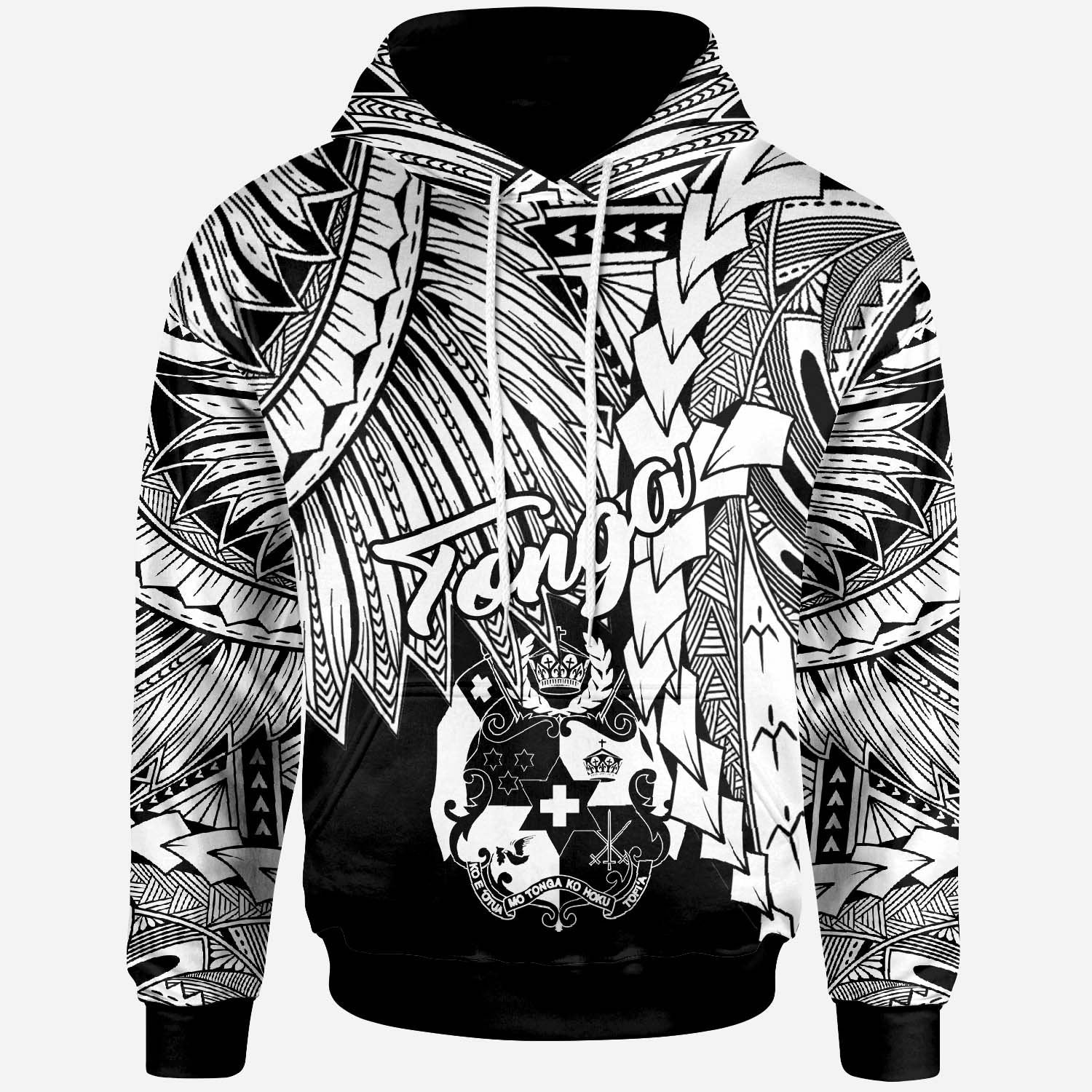 Tonga Polynesian Hoodie Tribal Wave Tattoo White Unisex White - Polynesian Pride