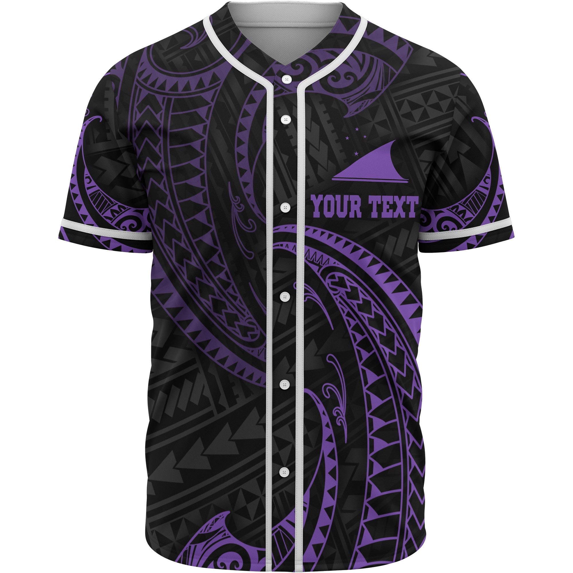 Tokelau Polynesian Custom Personalised Baseball Shirt - Purple Tribal Wave Unisex Purple - Polynesian Pride