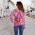 Pohnpei Polynesian Women's Off Shoulder Sweater - Floral With Seal Pink - Polynesian Pride