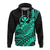 Hawaii Humpback Whale With Hibiscus Tribal Turquoise Hoodie LT12 - Polynesian Pride