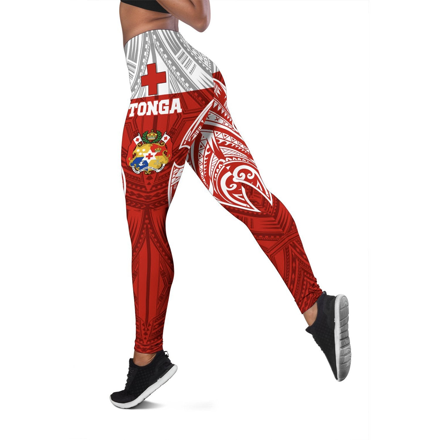 Tonga Polynesian Women's Legging - Pattern With Seal Red Version Red - Polynesian Pride