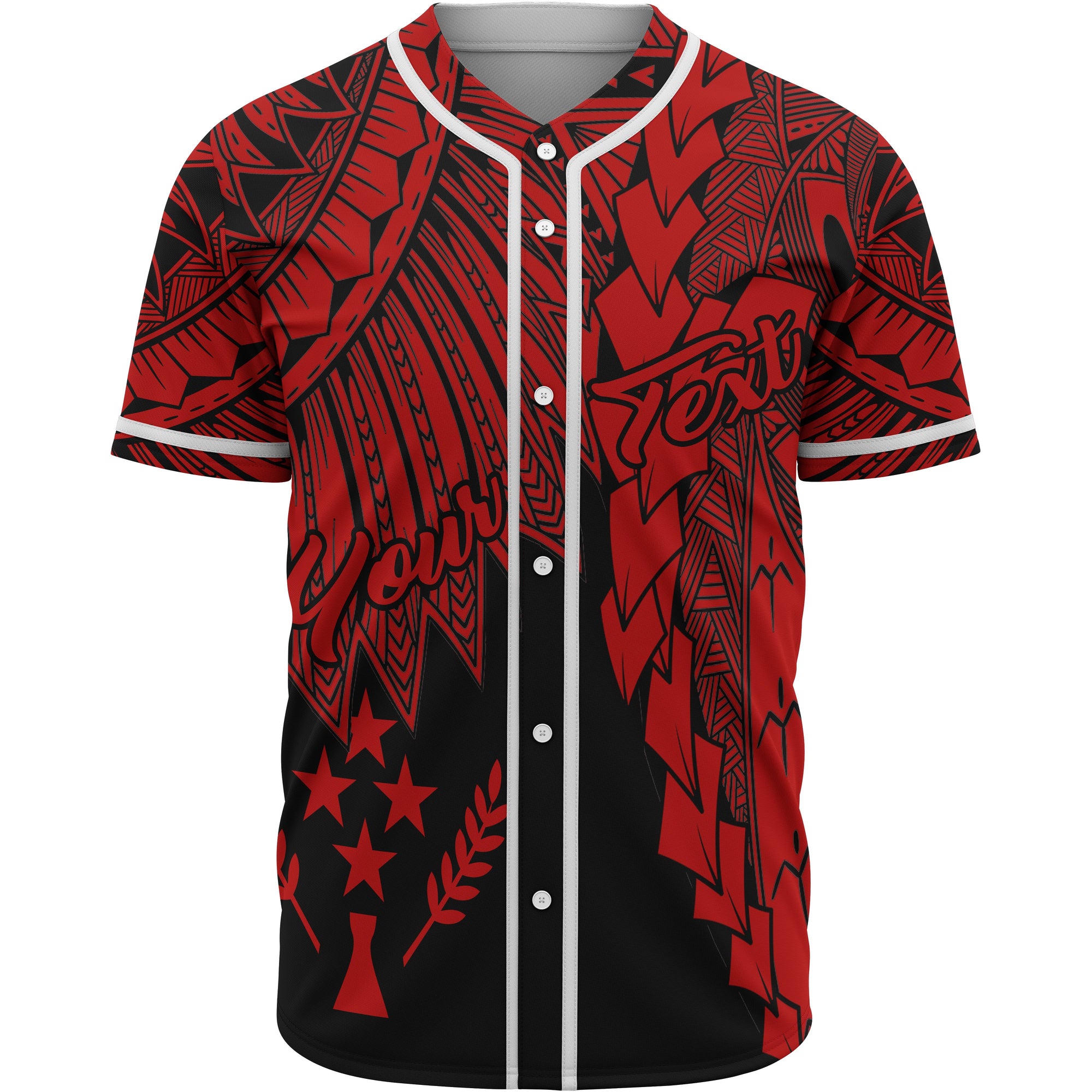 Kosrae Polynesian Custom Personalised Baseball Shirt - Tribal Wave Tattoo Red Unisex Red - Polynesian Pride