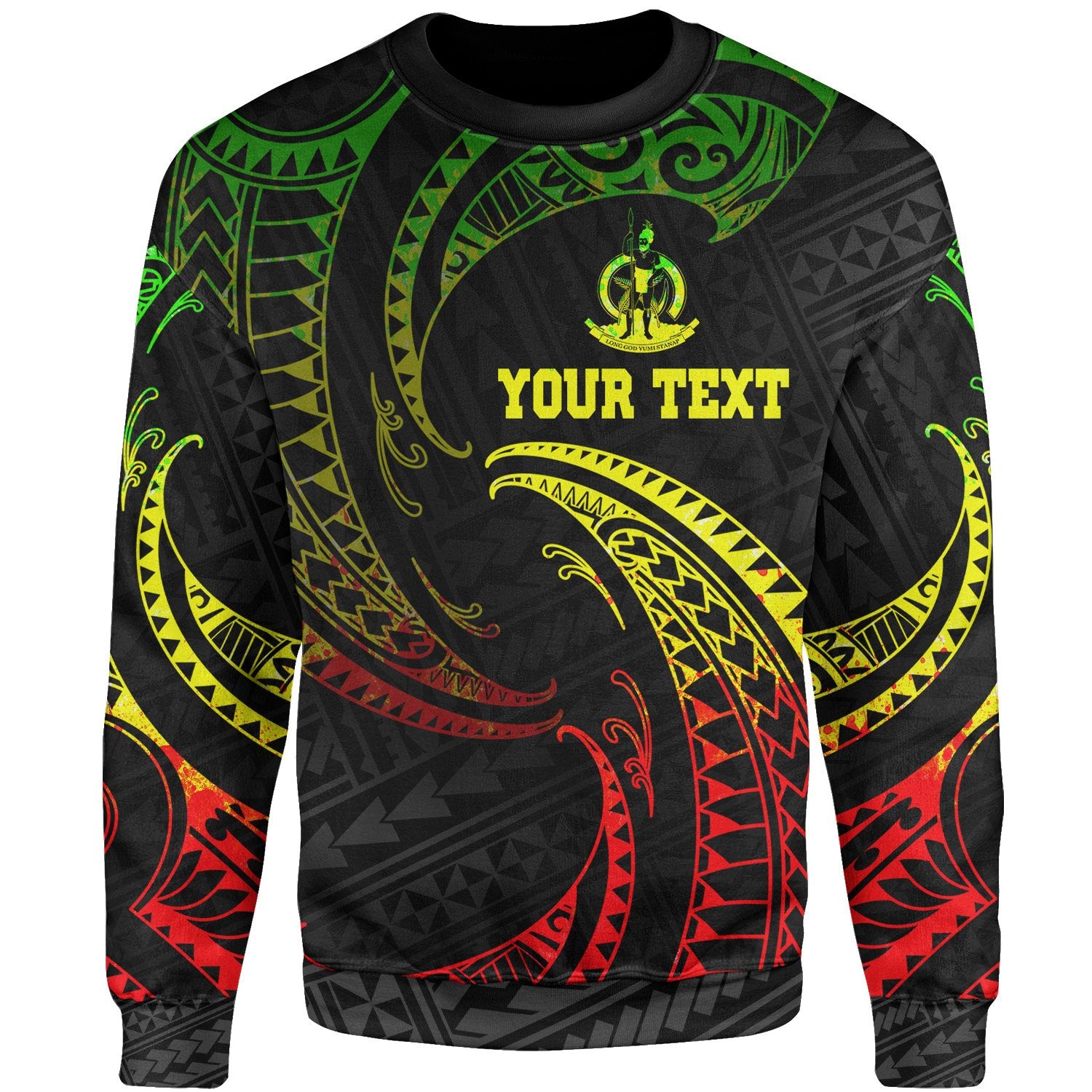 Vanuatu Polynesian Custom Personalised Sweater - Reggae Tribal Wave Unisex Reggae - Polynesian Pride