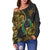 Pohnpei State Women's Off Shoulder Sweaters - Abstract Style - Polynesian Pride