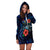 Cook Islands Polynesian Hoodie Dress - Blue Turtle Hibiscus - Polynesian Pride