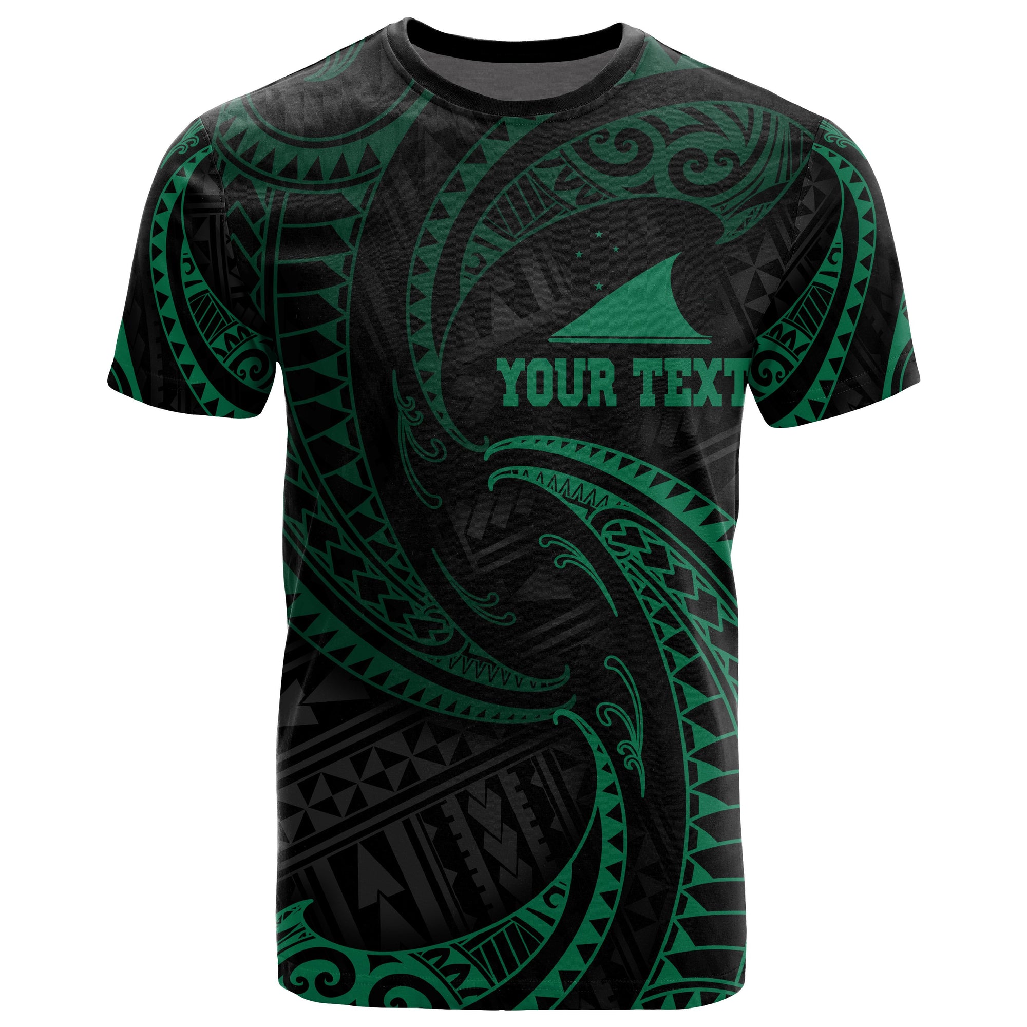 Tokelau Polynesian Custom T Shirt Green Tribal Wave Unisex Green - Polynesian Pride