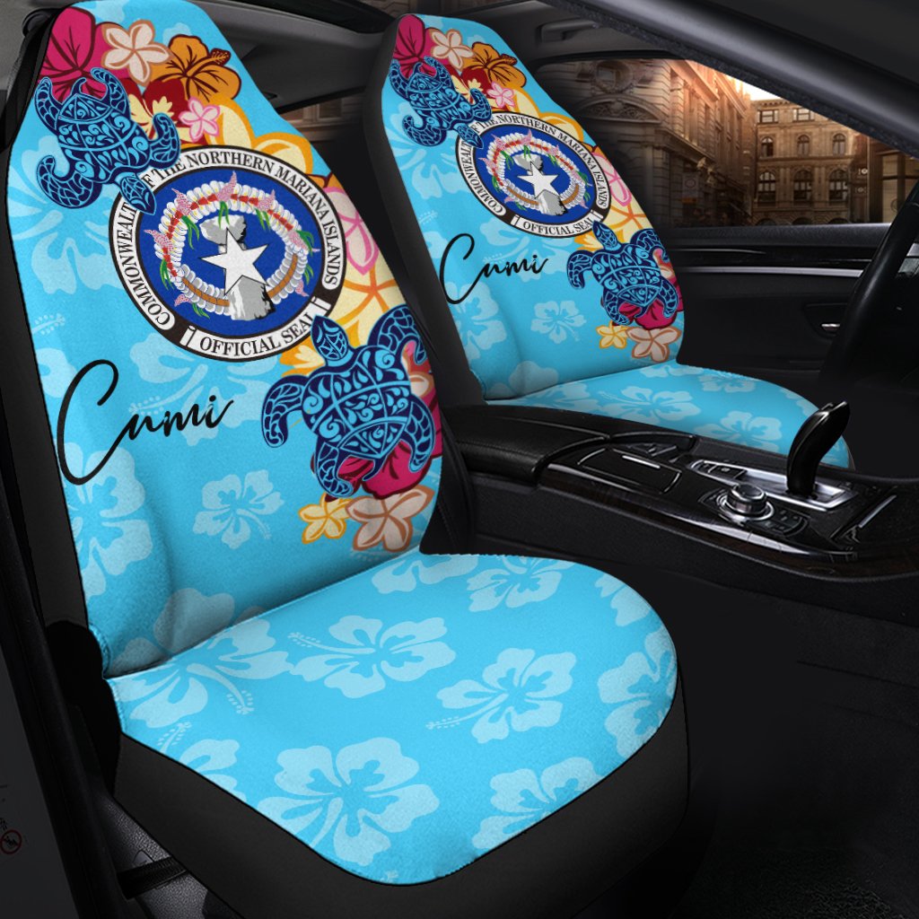 Northern Mariana Islands Car Seat Cover - Tropical Style Universal Fit Blue - Polynesian Pride