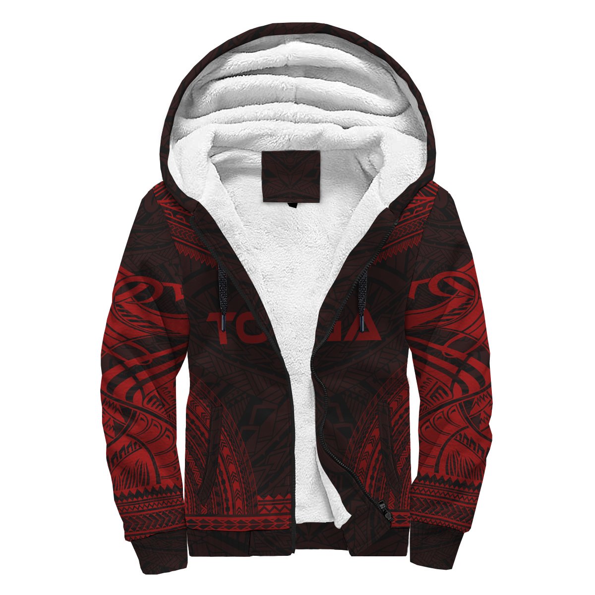 Tonga Sherpa Hoodie - Polynesian Chief Red Version Red - Polynesian Pride