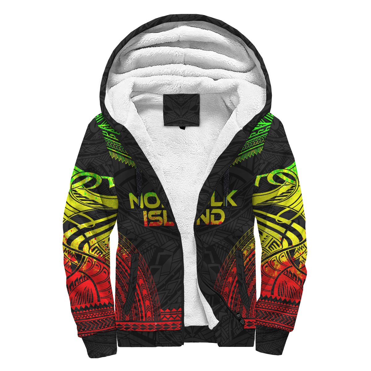 Norfolk Island Sherpa Hoodie - Polynesian Chief Reggae Version Reggae - Polynesian Pride